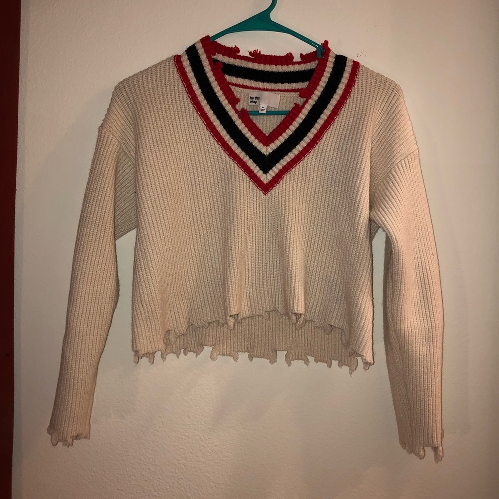 Elsa Distressed cropped sweater for BY THE WAY